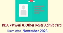 DDA Patwari Admit Card 2023