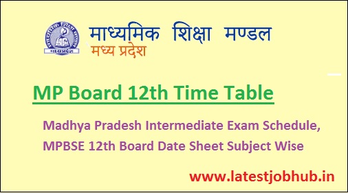 MP Board 12th Time Table 2022
