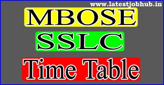 MBOSE SSLC Date Sheet