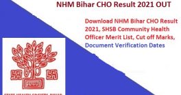 NHM Bihar CHO Result 2021