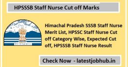 HPSSSB Staff Nurse Cut off Marks 2022