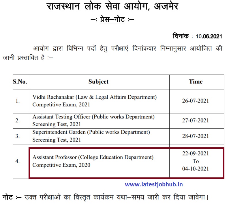 RPSC Assistant Professor Syllabus 2021 Lecturer Exam Pattern