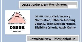 DSSSB Junior Clerk Recruitment 2022