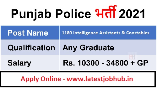 Punjab Police Intelligence Assistant Recruitment 2021