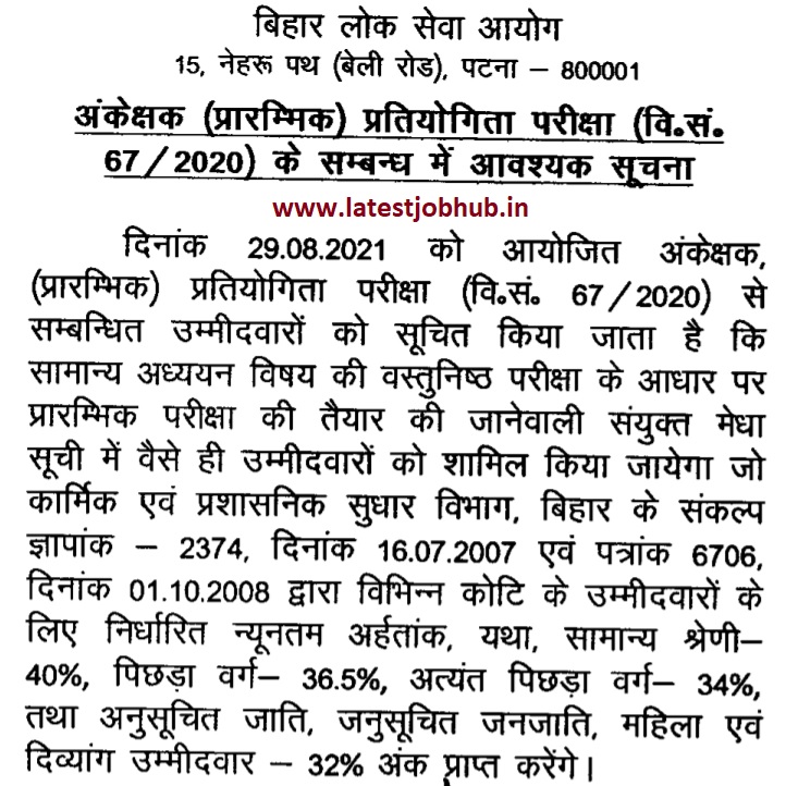 Bpsc Auditor Result 2021 Panchayat Audit Service Cutoff