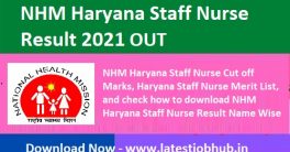 NHM Haryana Staff Nurse Result 2021