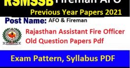 RSMSSB Fireman Previous Year Papers 2021