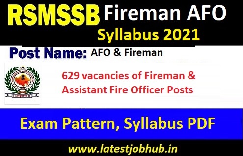 RSMSSB Fireman Syllabus 2022