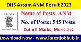 DHS Assam ANM Result 2023