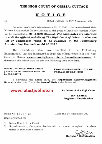 Odisha-High-Court-ASO-Exam-Notice