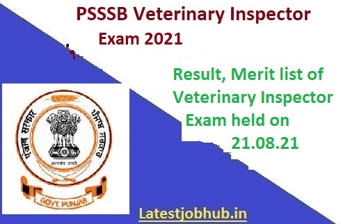 PSSSB Veterinary Inspector Result 2021