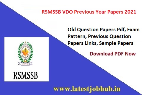 RSMSSB VDO Previous Year Papers 2021