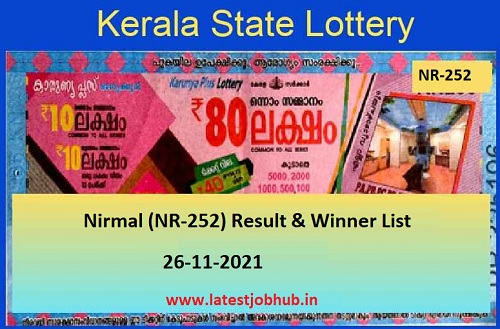 Kerala Nirmal 252 Lottery Winner List