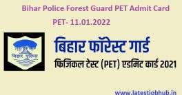 Bihar Police Forest Guard PET Admit Card 2021