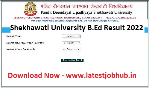 Shekhawati University B.Ed Result 2022
