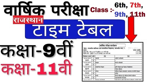 Rajasthan Board 9th & 11th Exam Date