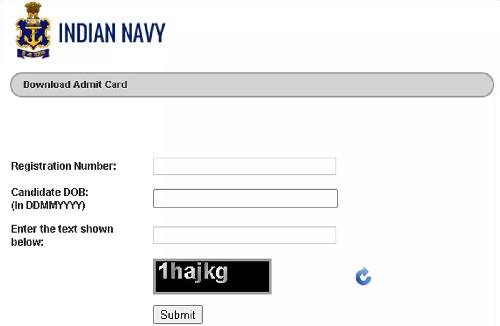 Indian Navy Tradesman Mate Hall Ticket