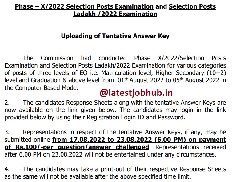 SSC Selection Posts Result 2022 