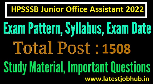 HPSSSB Junior Office Assistant Syllabus 2022