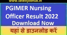 PGIMER Nursing Officer Result 2022