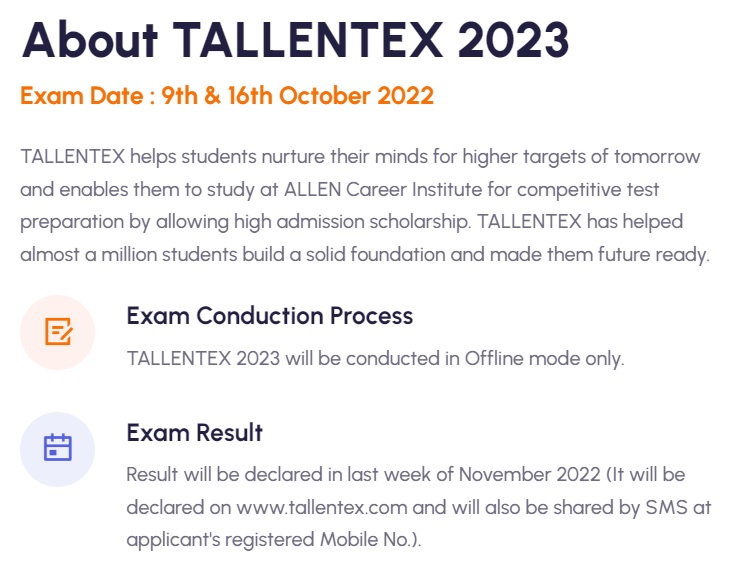 TALLENTEX Admit Card 2023