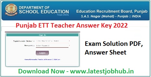 Punjab ETT Teacher Answer Key 2022