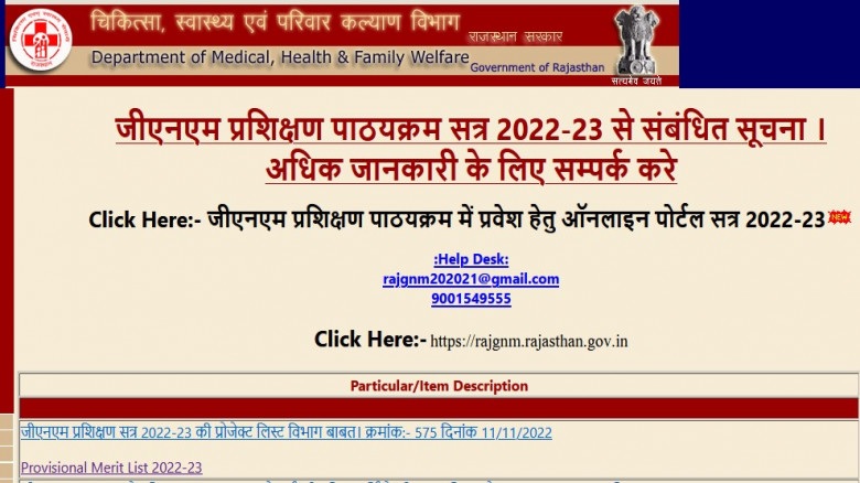 Rajasthan ANM Merit List 2022-