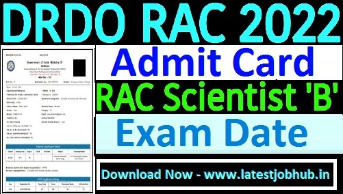 DRDO RAC Scientist Admit Card 2022