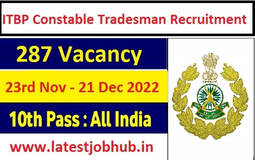 ITBP Constable Tradesman Recruitment 2022