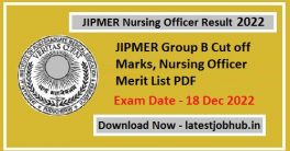 JIPMER Nursing Officer Result 2022