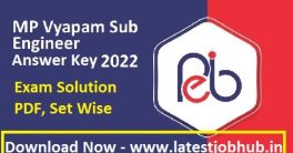 MP Vyapam Sub Engineer Answer Key 2022