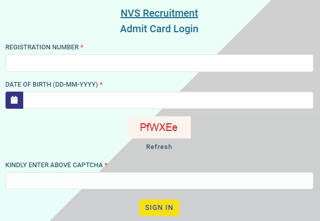 Navodaya Vidyalaya TGT PGT Admit Card