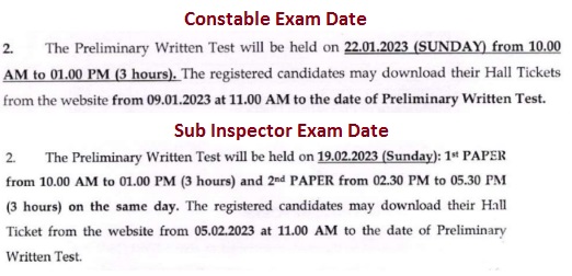 AP Police Constable & SI Exam Date Notice