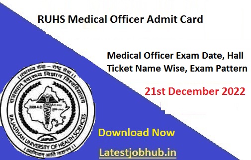 RUHS Medical Officer Admit Card 2022