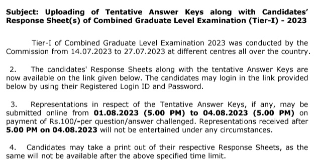 SSC CGL Answer Key 2023-24