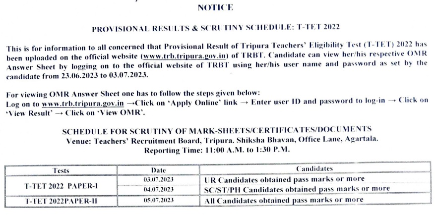 Tripura TET Result 2023