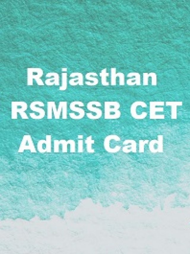 RSMSSB CET Graduate Level Exam Admit Card Link 2022