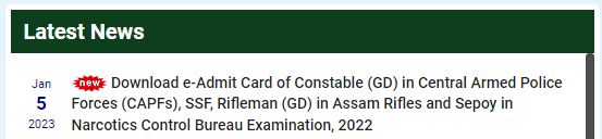 SSC Constable GD Admit Card