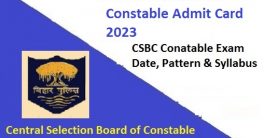 CSBC Prohibition Constable Hall Ticket