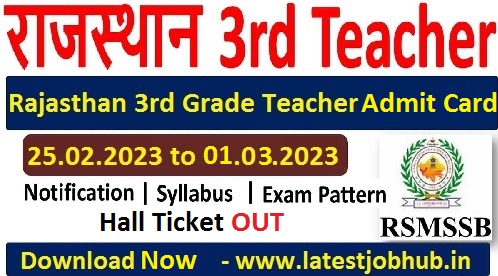 Rajasthan 3rd Grade Teacher Admit Card 2023