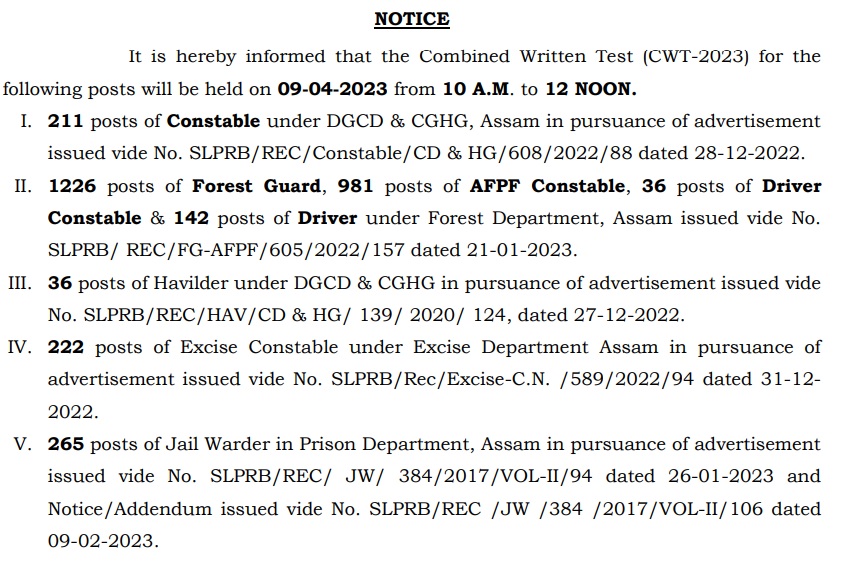 Assam Police Jail Warder Result 2023