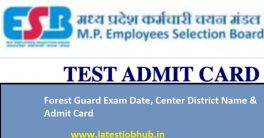 MPPEB Forest Guard Exam Center Admit Card