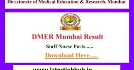 DMER Mumbai Staff Nurse Result