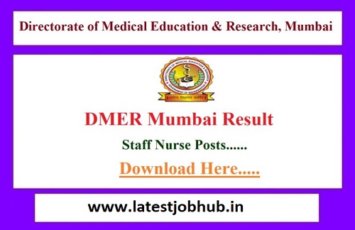 DMER Mumbai Staff Nurse Result