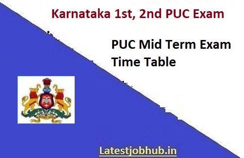 Karnataka PUC Mid Term Exam Time Table 2023-24