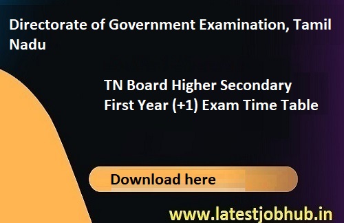 Tamilnadu HSE +1 Exam Date Sheet