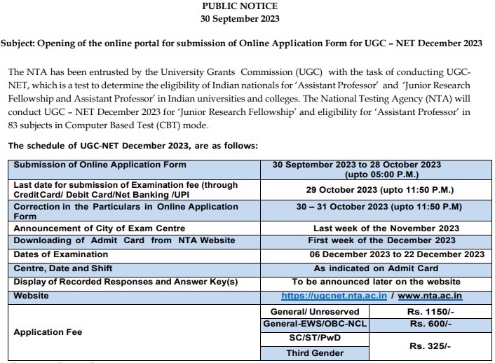 UGC NET Application Form 2024