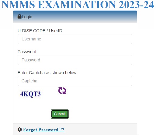 Karnataka NMMS Admit Card 